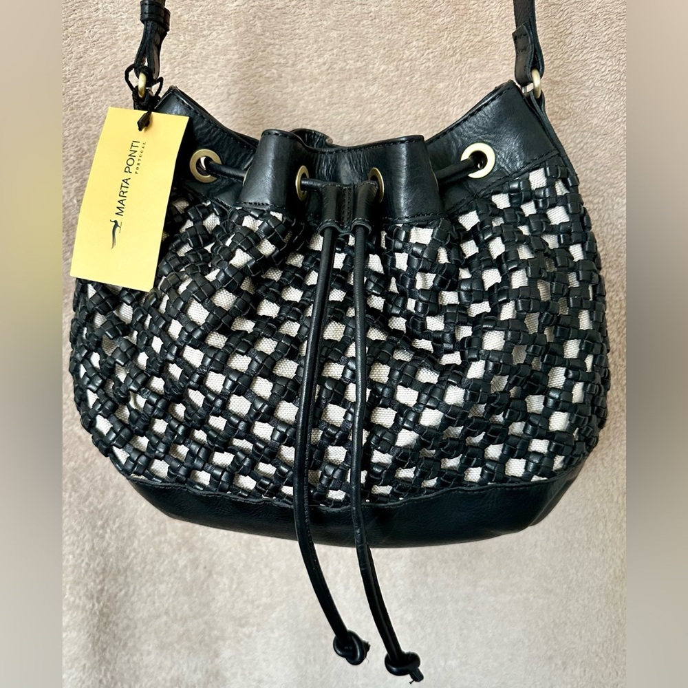 NWT ❤️Marta Ponti Black Woven Crossbody